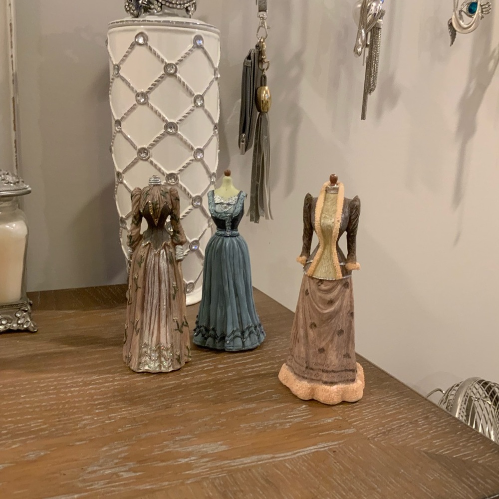 Chic Dress Form Figurines Set - Brown, Blue, and Tan